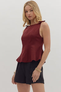 Boatneck Bow Shoulder Blouse