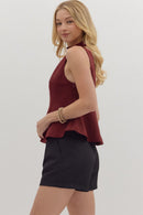Boatneck Bow Shoulder Blouse
