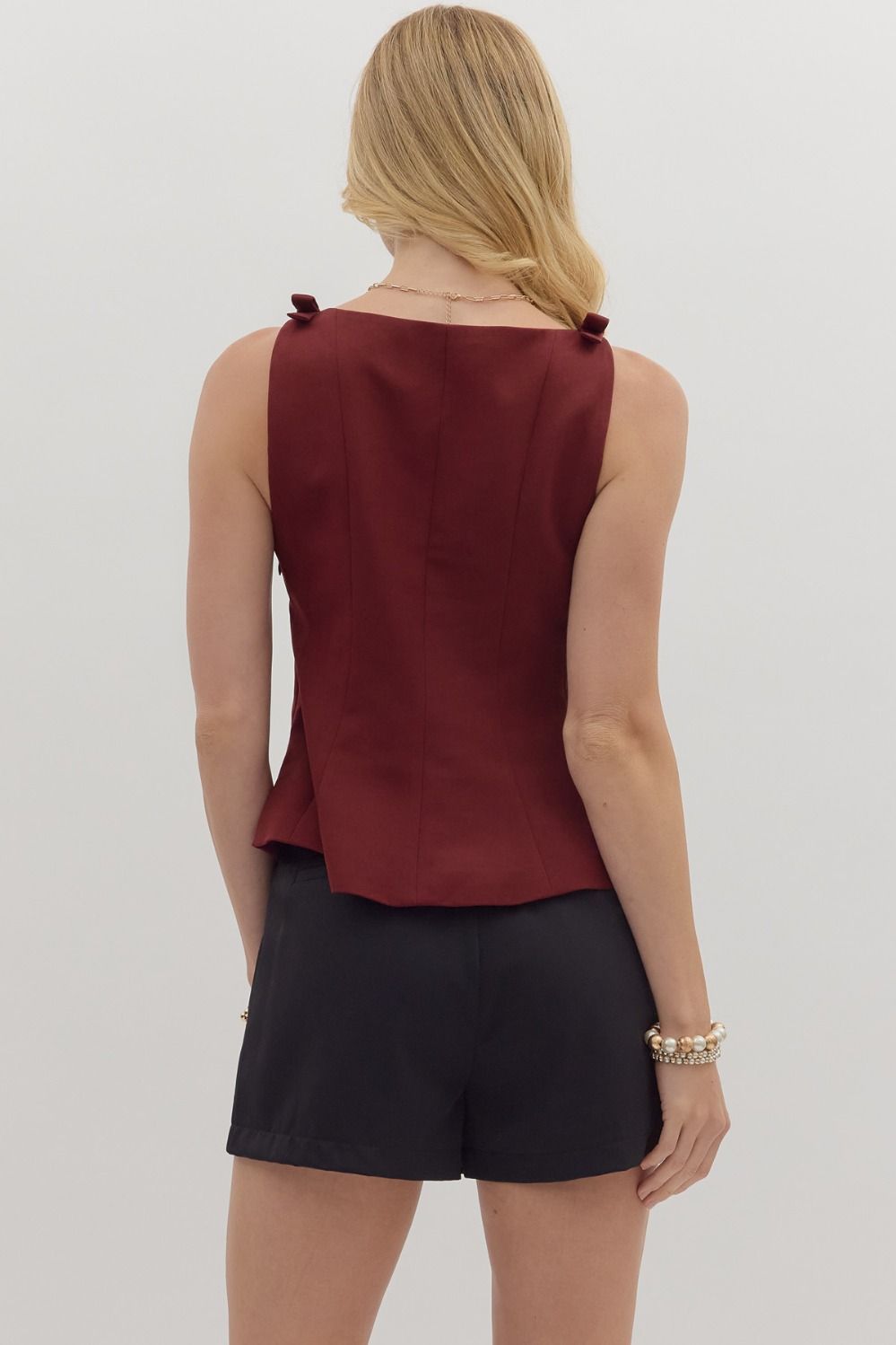 Boatneck Bow Shoulder Blouse