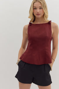 Boatneck Bow Shoulder Blouse
