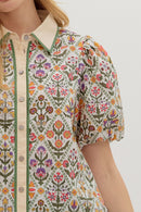 Contrast Collar Floral Blouse