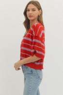 Drop Shoulder Striped Sweater