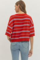 Drop Shoulder Striped Sweater