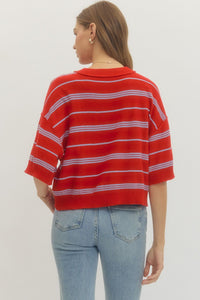Drop Shoulder Striped Sweater