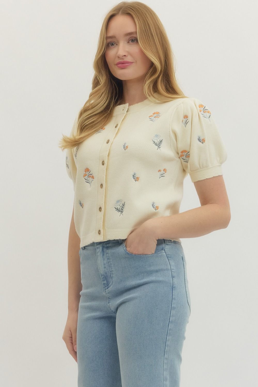 Floral Embroidered Knit Top