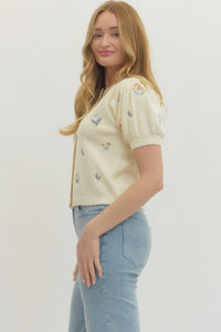 Floral Embroidered Knit Top