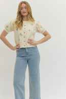 Floral Embroidered Knit Top