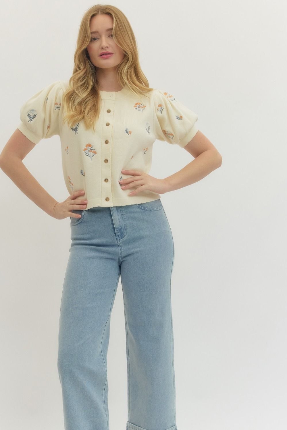 Floral Embroidered Knit Top