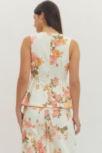 Floral Peplum Vest