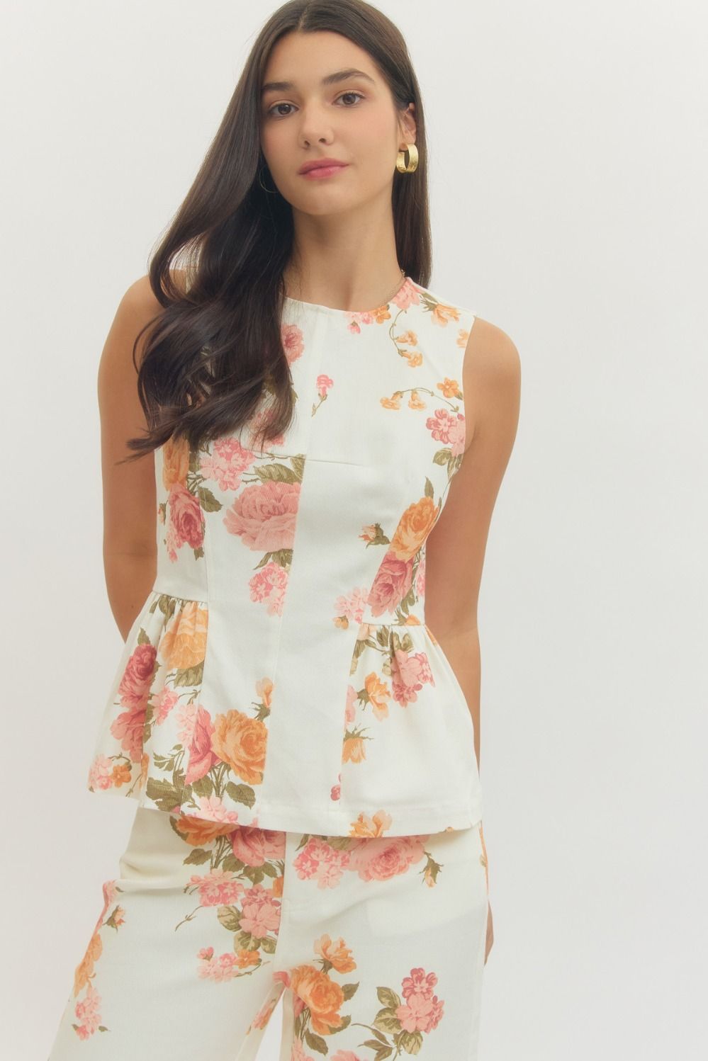 Floral Peplum Vest