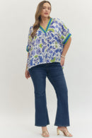 Contrast Floral Short Sleeve Blouse