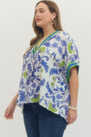 Contrast Floral Short Sleeve Blouse