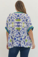 Contrast Floral Short Sleeve Blouse