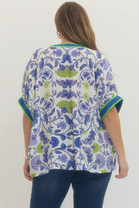 Contrast Floral Short Sleeve Blouse