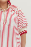 Contrast Collar Striped Top