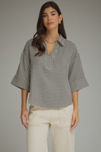 Gingham Collared Top