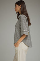 Gingham Collared Top