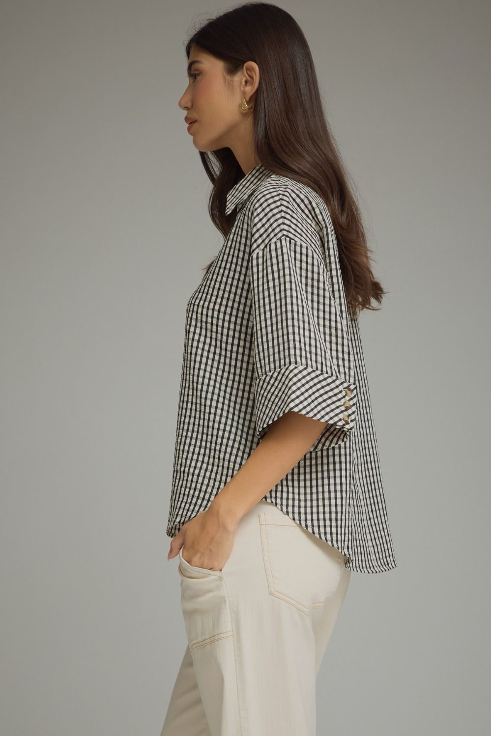 Gingham Collared Top
