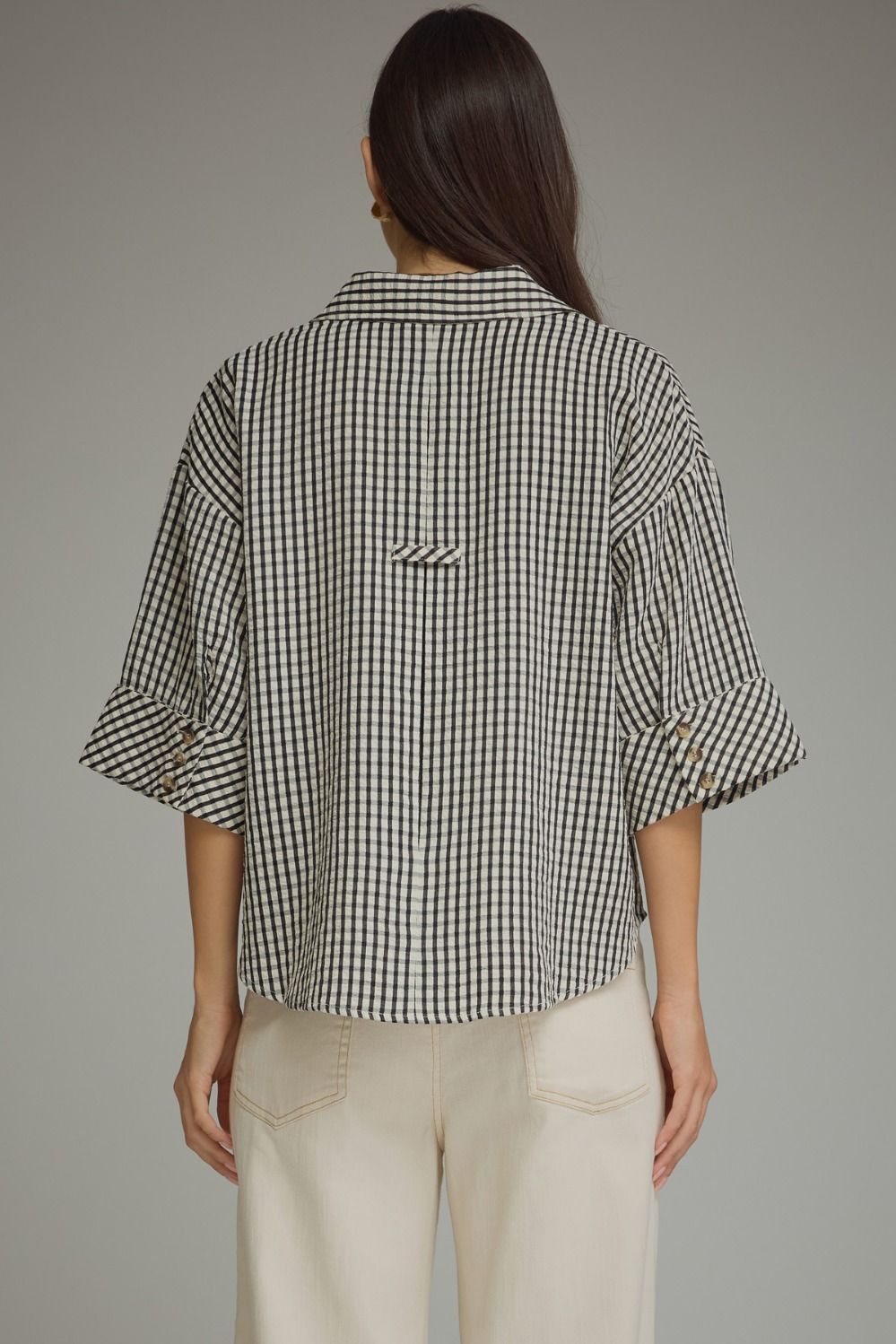 Gingham Collared Top