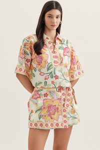 Botanical Collared Top