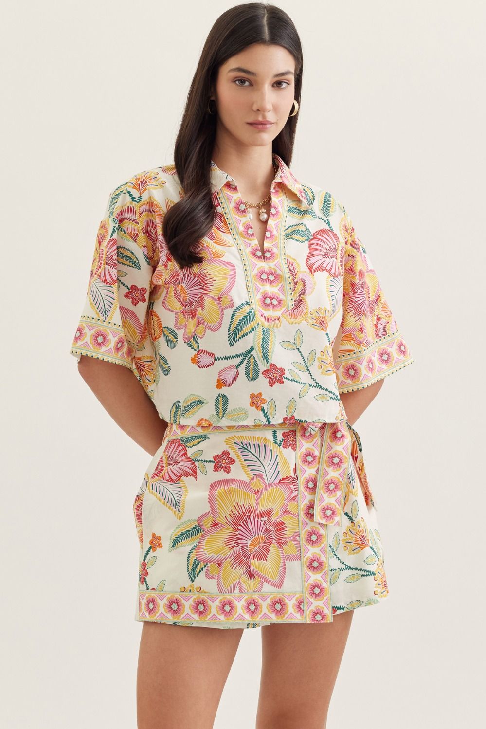 Botanical Collared Top