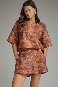 Botanical Collared Top