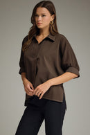 Contrast Stitch Solid Blouse