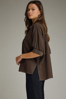 Contrast Stitch Solid Blouse