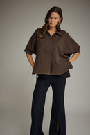 Contrast Stitch Solid Blouse