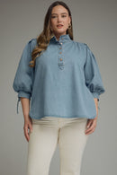 Denim 3/4 Sleeve Blouse
