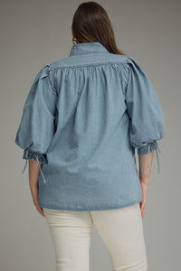 Denim 3/4 Sleeve Blouse