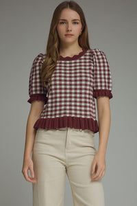 Ruffle Edge Gingham Top