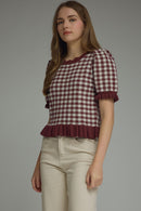 Ruffle Edge Gingham Top