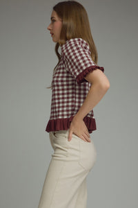 Ruffle Edge Gingham Top