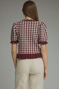 Ruffle Edge Gingham Top