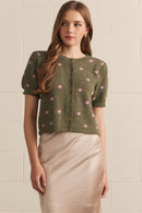 Green Polka Dot Knit Top