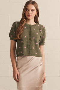 Green Polka Dot Knit Top