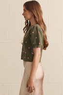 Green Polka Dot Knit Top
