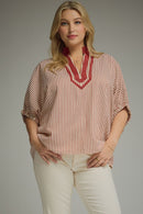 Split Neck Striped Tunic