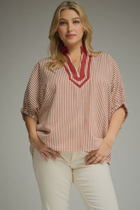 Split Neck Striped Tunic