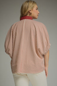 Split Neck Striped Tunic