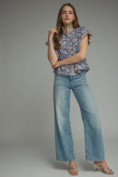 Striped Ruffle Floral Blouse