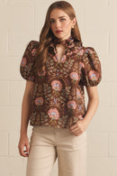 Floral Eyelet Puff Sleeve Blouse