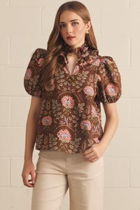 Floral Eyelet Puff Sleeve Blouse