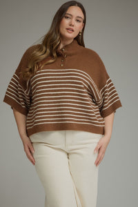 Mock Neck Striped Sweater