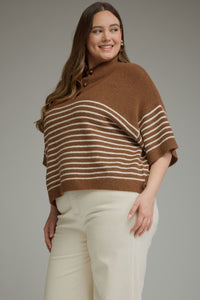 Mock Neck Striped Sweater