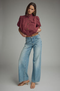 Solid Bubble Hem Blouse