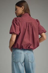 Solid Bubble Hem Blouse
