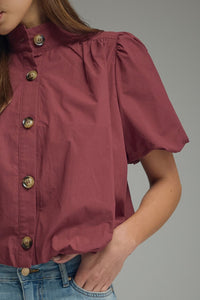 Solid Bubble Hem Blouse