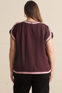 Solid Contrast Round Neck Top